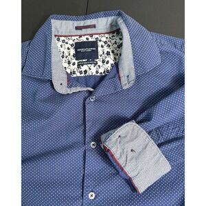 Denim & Flower Ricky Singh Men's Blue Dot Button Down‎ Long Sleeve Shirt